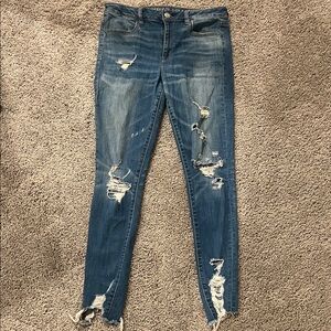 American Eagle Outfitters Ripped Blue Skinny Jeans